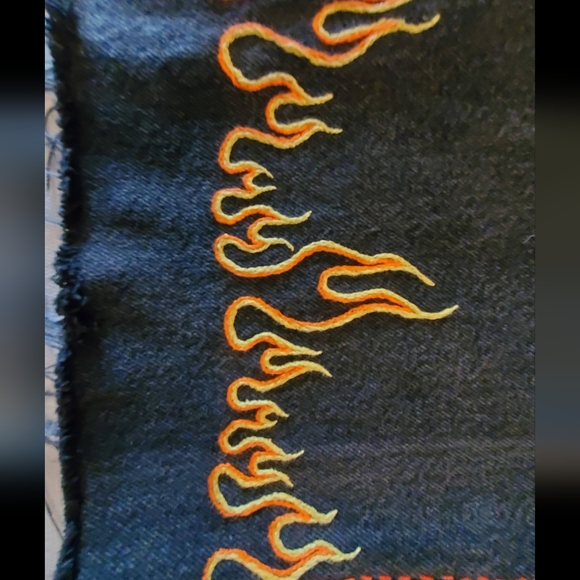 black wrangler wide leg jeans, with hand embroidered details - Picture 6 of 6